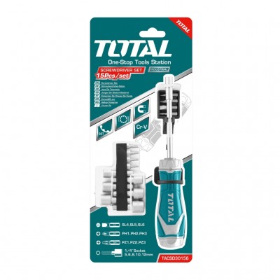 Destornillador de Puntas Intercambiables 15 en 1 INDUSTRIAL TOTALTACSD30156