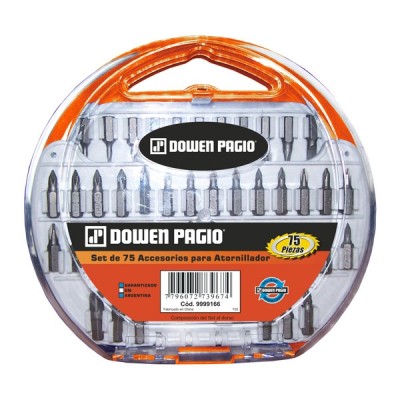 SET DE 75 ACCESORIOS P/ ATORNILLADOR - DOWEN PAGIO