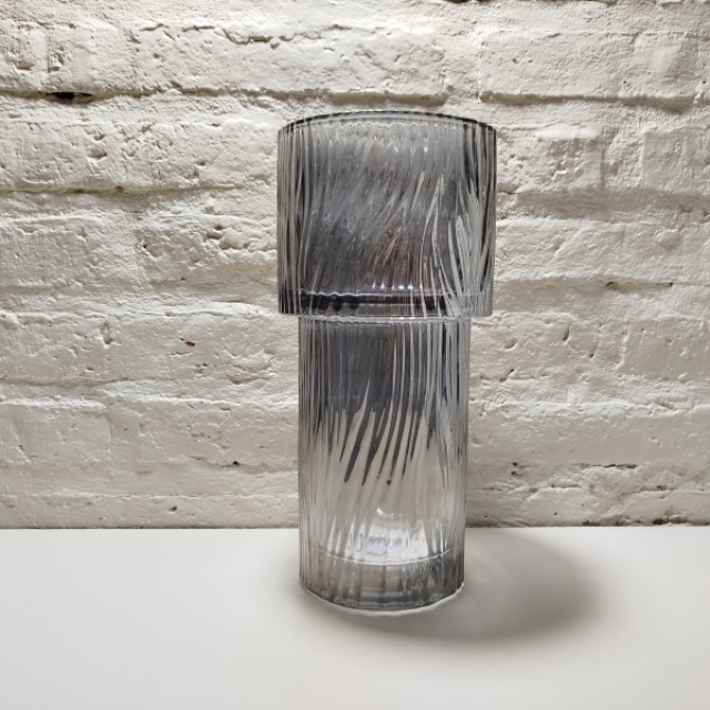 FLORERO RAYADO CRISTAL HUMO GRANDE 14X30