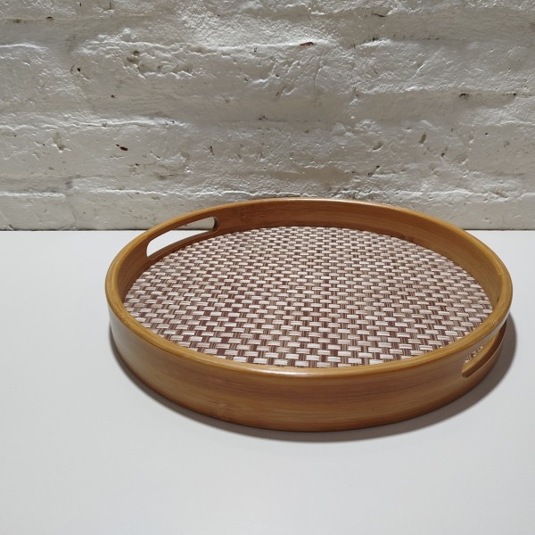 BANDEJA MADERA CLARA REDONDA 30CM CHICA