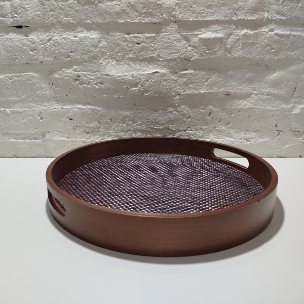 BANDEJA MADERA OSCURA REDONDA 35CM GRANDE