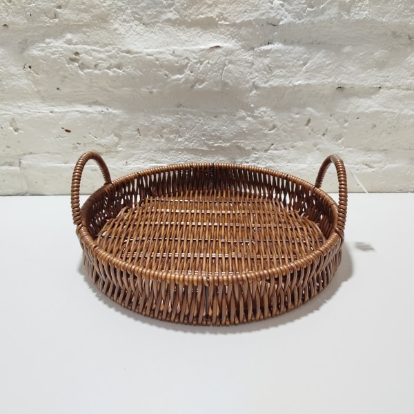 BANDEJA REDONDA CON MANIJA OSCURA MEDIANA 25CM