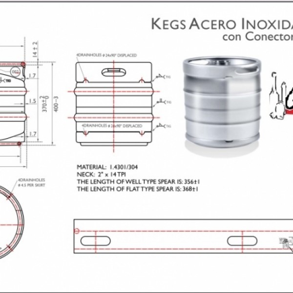 BARRIL 30 L  ACERO INOXIDABLE KEGS