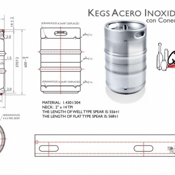 BARRIL 50 L ACERO INOXIDABLE KEGS