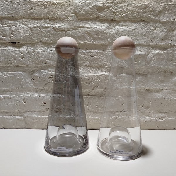 BOTELLON BOLA MADERA CRISTAL 25X6CM