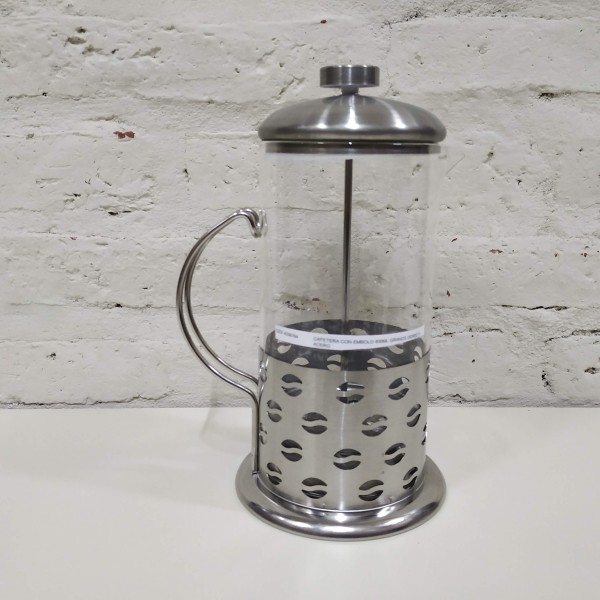 CAFETERA CON EMBOLO 800ML GRANOS VIDRIO Y ACERO