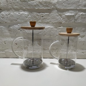 cafetera con embolo tapa bambu 600ml