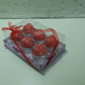 caja x 6 velas corazon