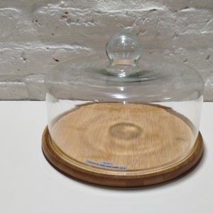 campana de vidrio base bambu 23x16