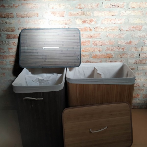 CESTO BAMBU PLEGABLE TAPA RECTANGULAR 60x40x63 GRANDE