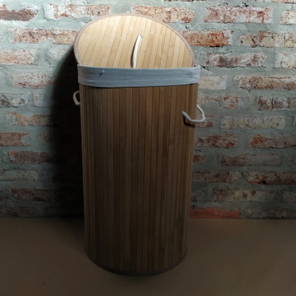 CESTO BAMBU PLEGABLE TAPA REDONDO 35x60