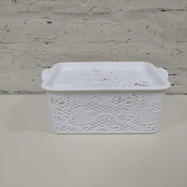 CESTO CON TAPA BLANCO 22X19X10