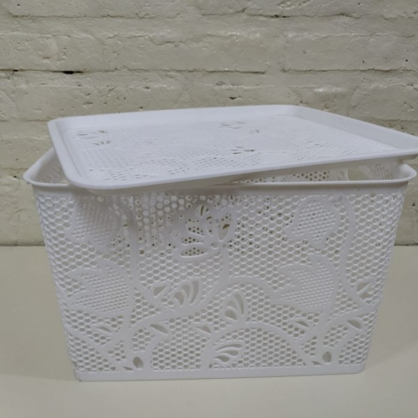 CESTO CON TAPA BLANCO 33X29X22