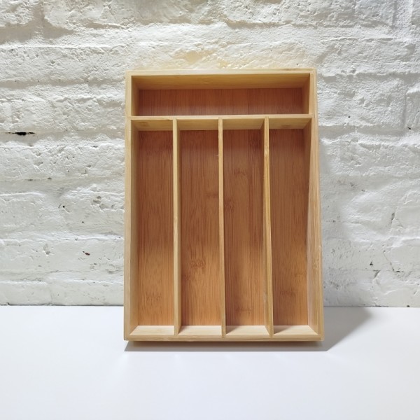 CUBERTERO SIMPLE DE BAMBU 35X25X6 5 DIVISIONES