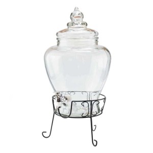 dispenser jugo panzon de vidrio con pie 10lt