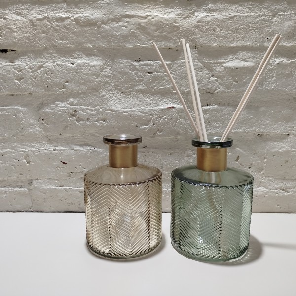 FLORERO DIFUSOR RAYADO CUELLO DORADO 11X15