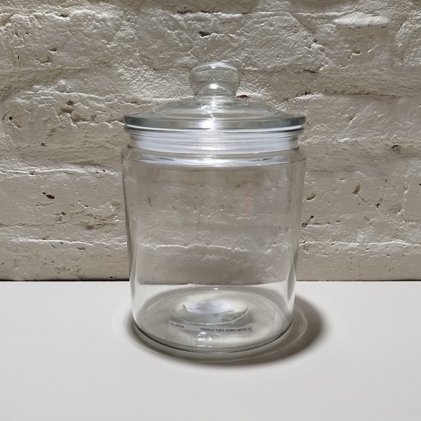 FRASCO TAPA VIDRIO MEDIO 2LT LISO