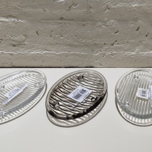 jabonera vidrio con patitas ovalada fume ondas