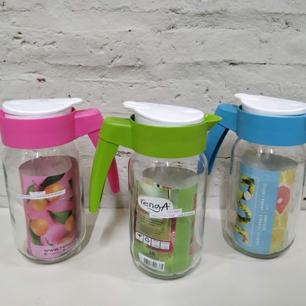 JARRA TAPA 2 COLORES 1000ML VIDRIO