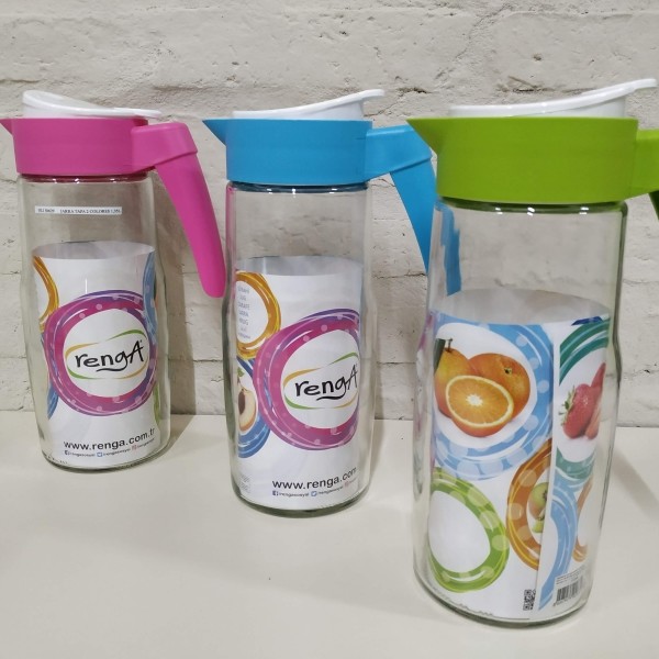 JARRA TAPA 2 COLORES 1350ML VIDRIO