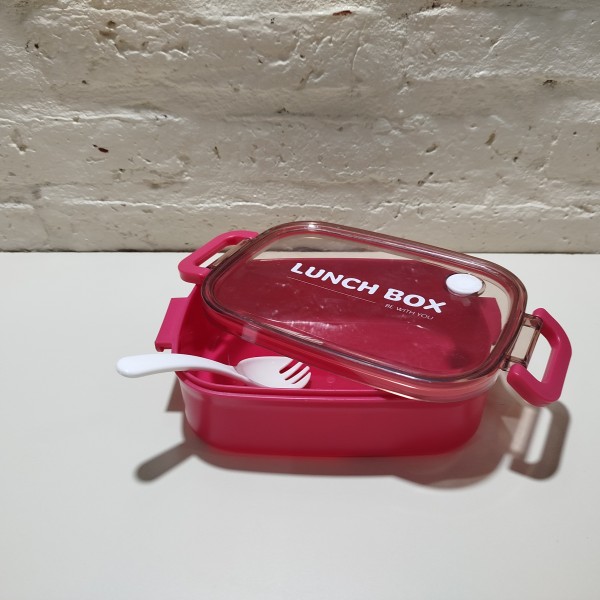 LUNCHERA 1 PISO COLORES CON CUCHARA 20X13X6CM