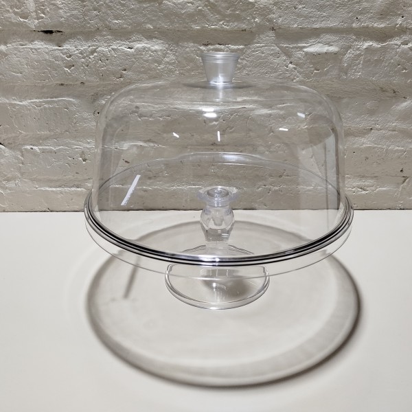 POSATORTA ACRILICO CON PIE Y CAMPANA LISO 28CM
