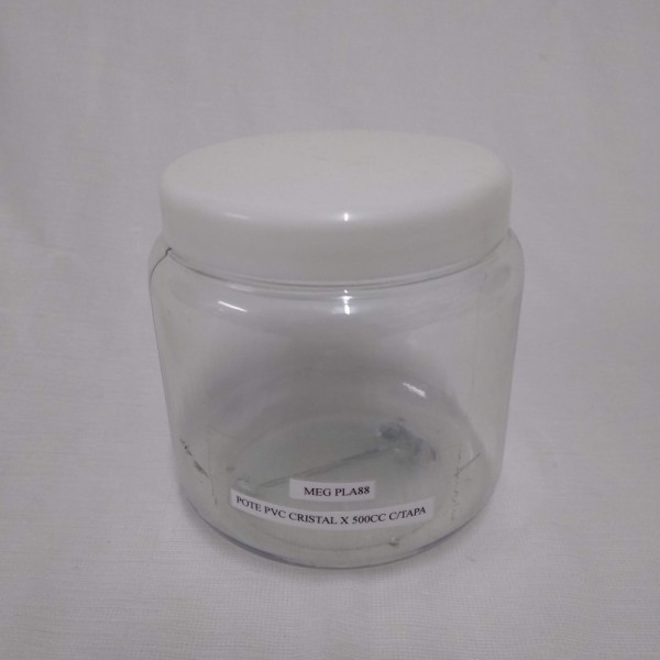 POTE PVC CRISTAL X 500 CC CON TAPA