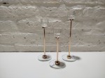 PORTAVELAS X3 VIDRIO Y DORADO 12 16 20CM, QUIERO ENVASES, Venado Tuerto