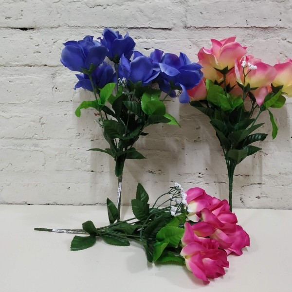 RAMO ROSAS X 7 AZUL FUSCIA SALMON (CONSULTAR COLOR)