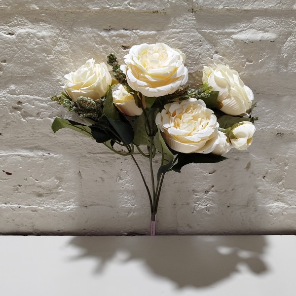 RAMO X5 ROSAS 4 PIMPOLLOS 32CM NATURAL