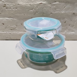 set 2 contenedores redondo con tapa 400ml 13x5 y 950ml 15x6cm