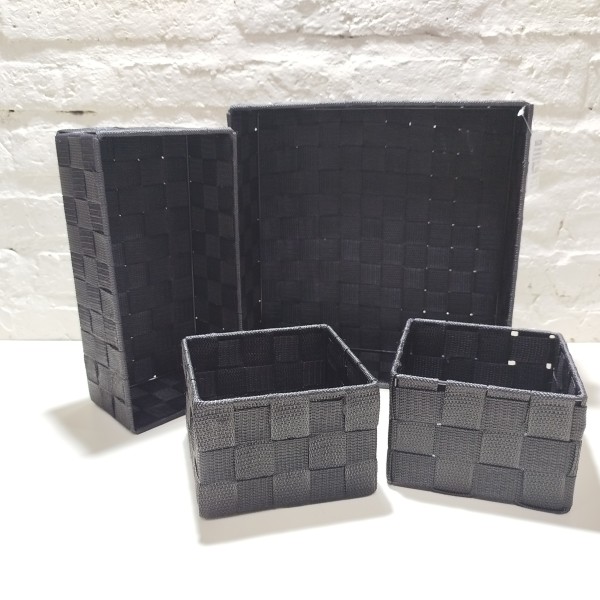 SET X 4 ORGANIZADORES TRENZADOS NEGRO 13X13X9 13X26X9 28X28X10
