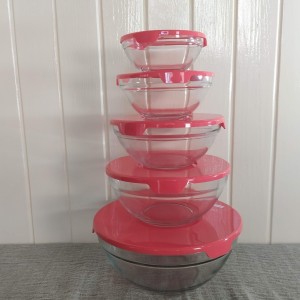 set x 5 hermeticos vidrio tapa plastico