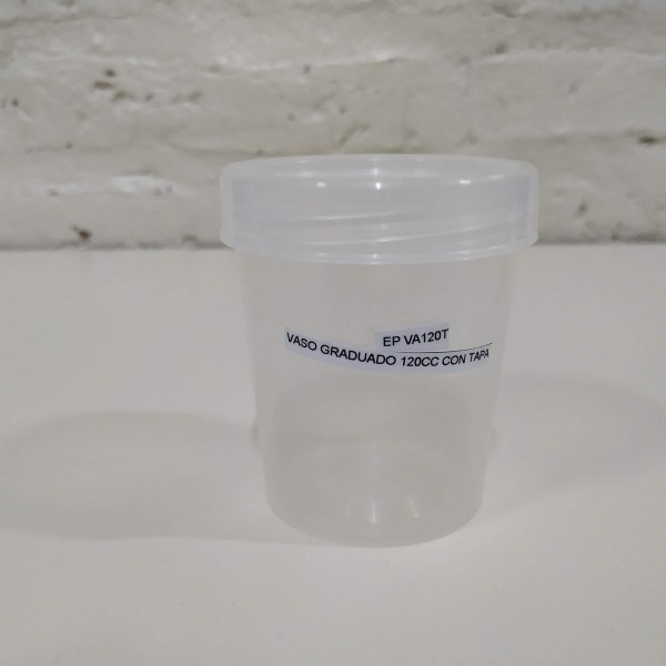 VASO GRADUADO X 120CC CON TAPA