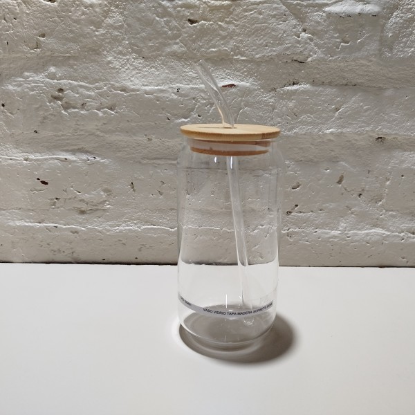 VASO VIDRIO TAPA MACERA CON SORBETE 500ML