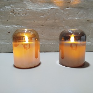 vela a pila con vidrio fume dorado 10x8cm